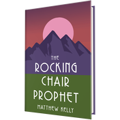 Book titled The Rocking Chair Prophet featuring an illustration of mountains with a pink sun in the background and a green foreground. image number 0